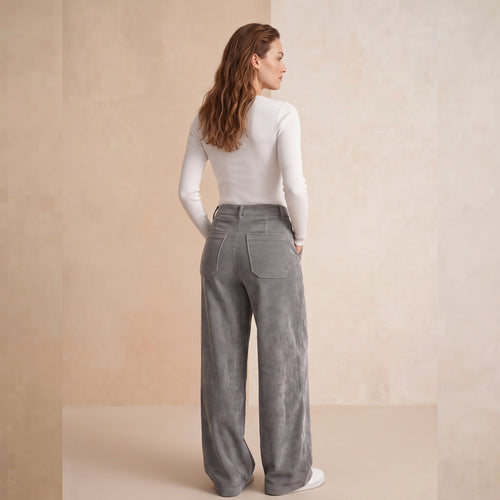 Pantalón Ancho de Pana Cintura Alta