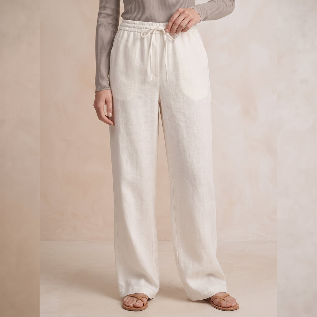 Pantalones blancos de corte ancho para mujer