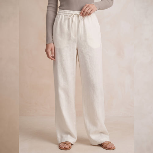 Pantalones blancos de corte ancho para mujer