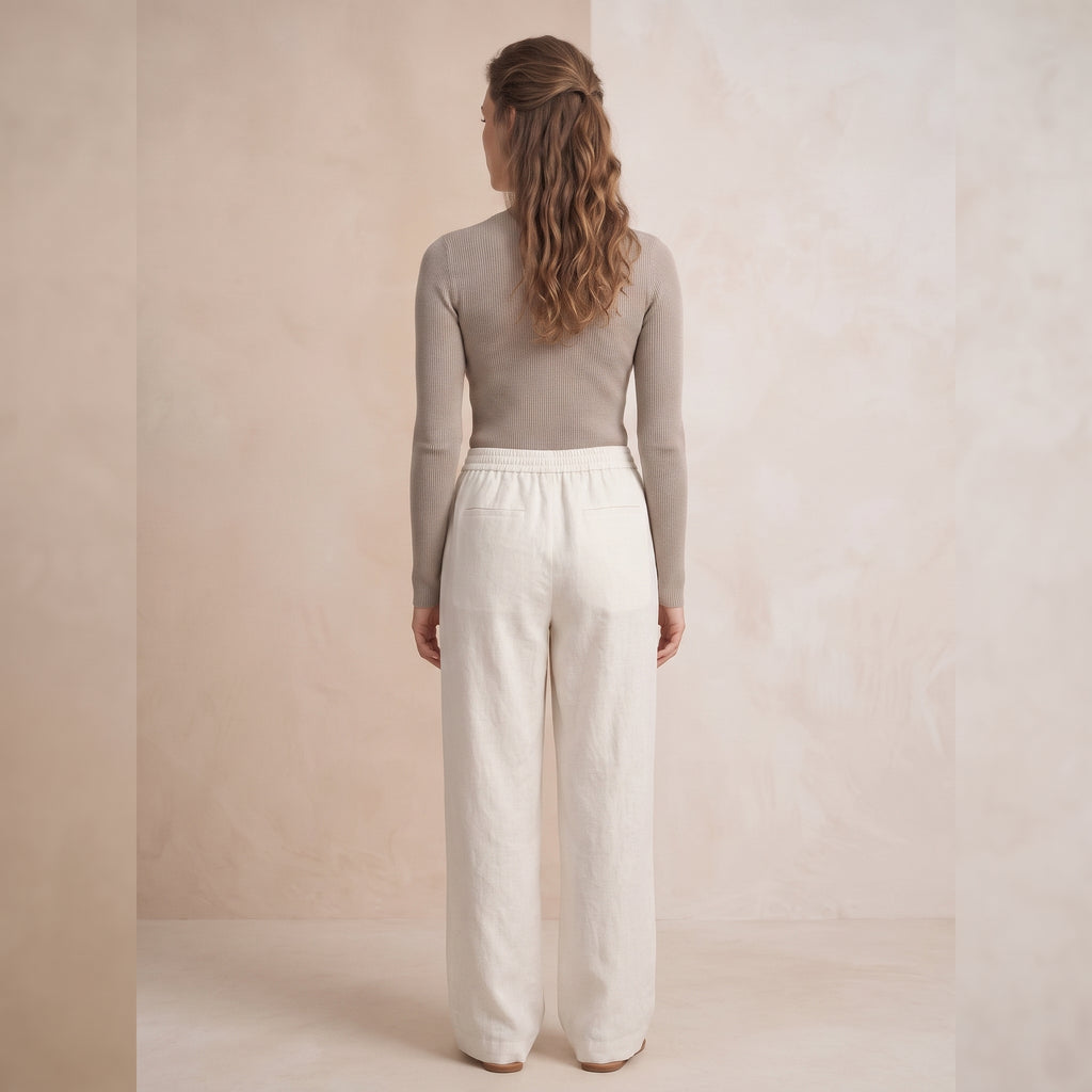 Pantalones blancos de corte ancho para mujer